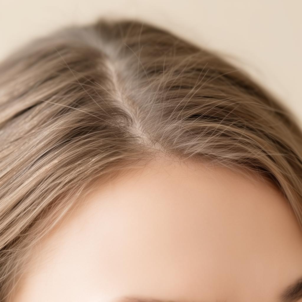 Close-up of healthy scalp and hair