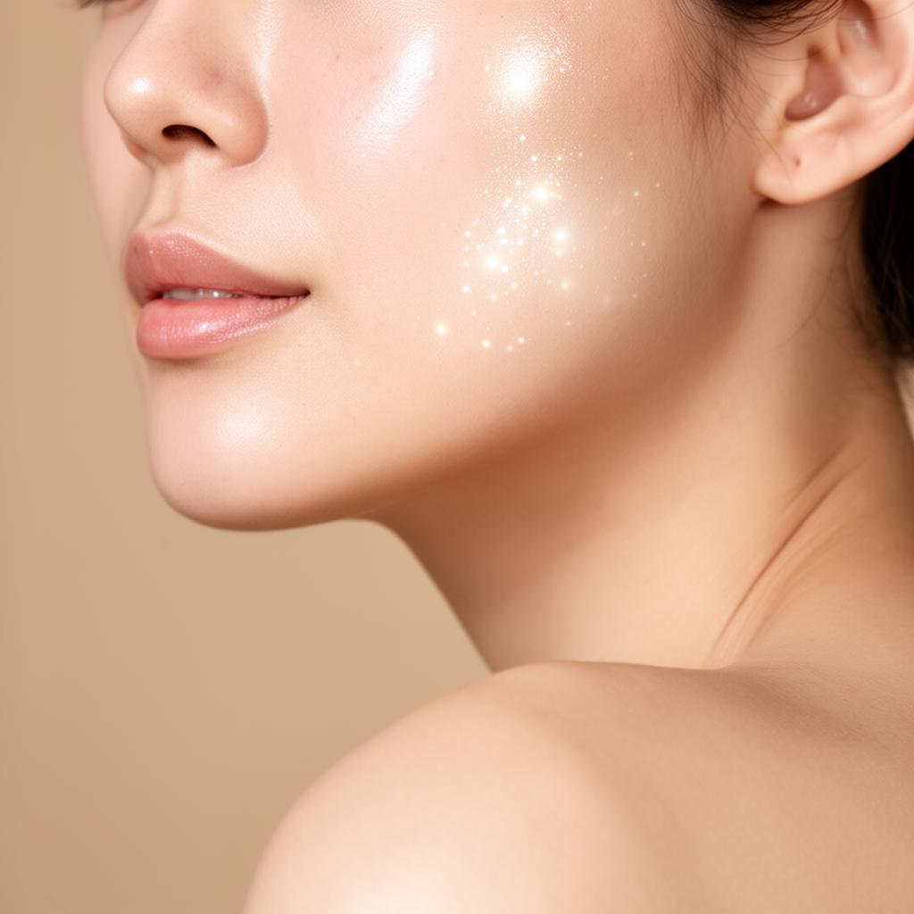 Close-up of luminous, healthy skin